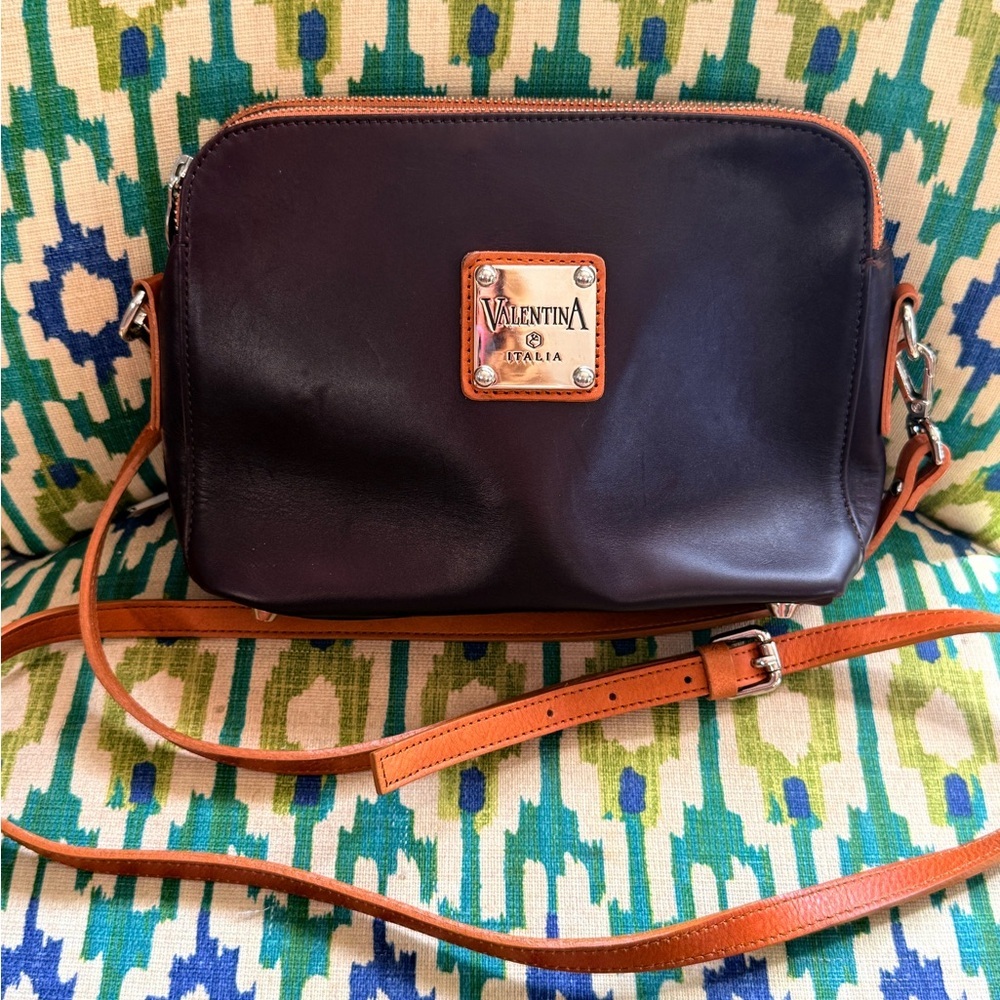 VALENTINA ITALIA Womens Crossbody Bag Dark Burgundy Leather MADE IN ITALY